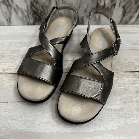 Grasshopper Ortholite Leah II Silver Gray Strap Sandal Women Sz  8.5 Orthopedic - Picture 3 of 15